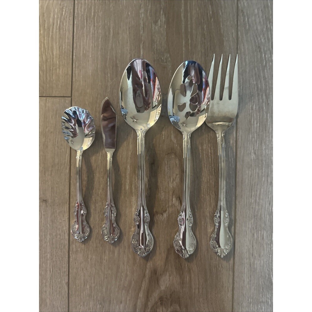 Wallace Silversmiths Camden 5 Serving Pieces Spoons, Fork,‎ Butter Knife